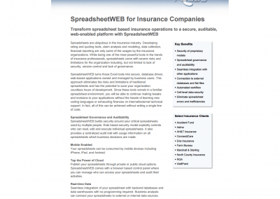 SpreadsheetWEB for Insurance