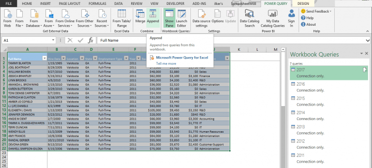 Hot to Combine Data from Multiple Sheets using Power Query