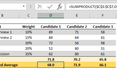 How to calculate weighted average with SUMPRODUCT