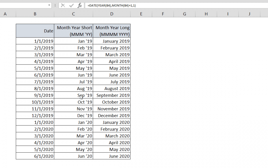 How To Generate Excel Month Names Using Date Year And Month