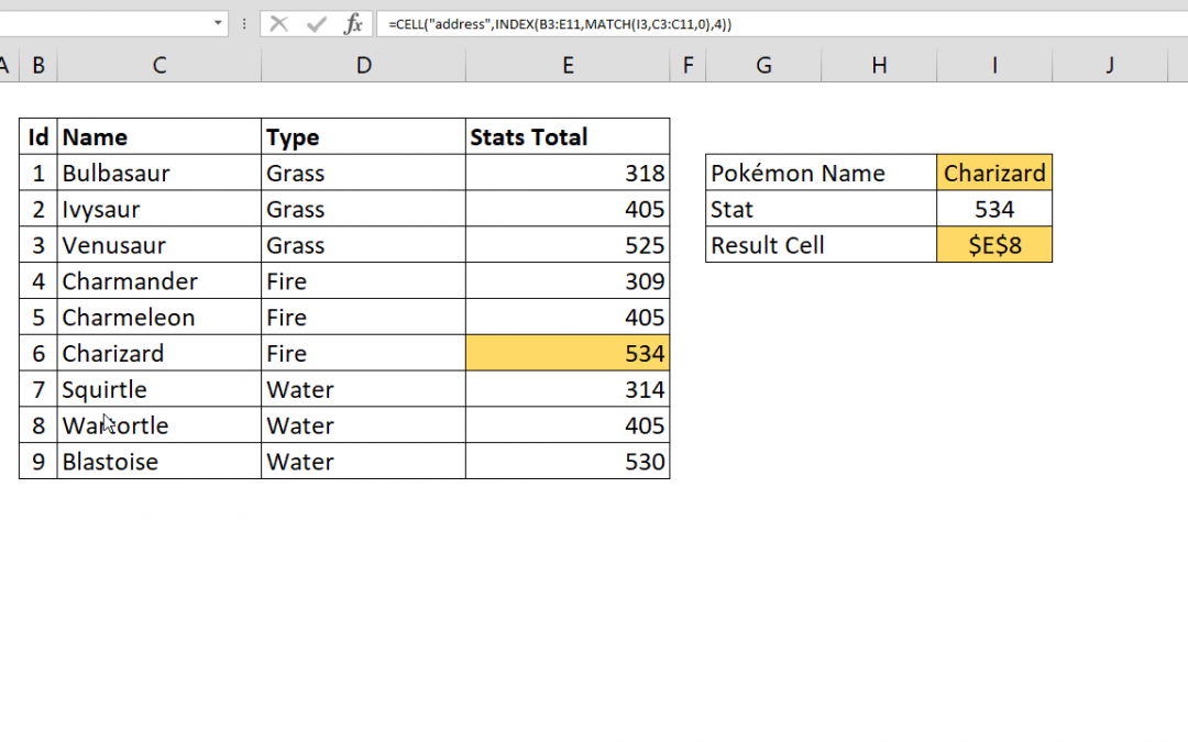 How to get Excel cell address of a lookup result
