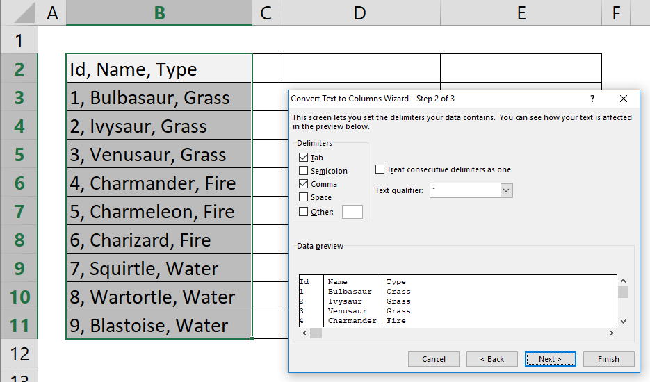 How to split cells in Excel Using Text to Column