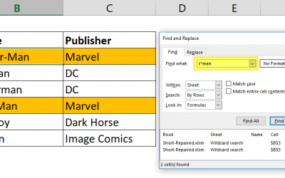 How to do a wildcard search in Excel