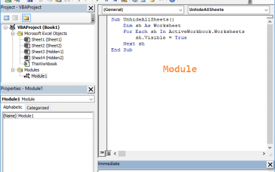 How to unhide sheets in Excel with VBA