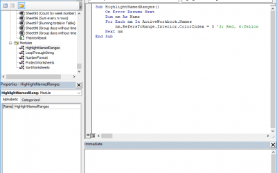 How to find named ranges in Excel by highlighting them using VBA