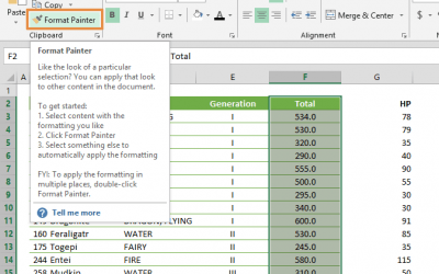 How to use format painter in Excel