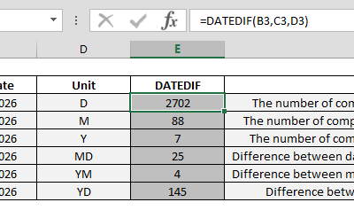 Function: DATEDIF