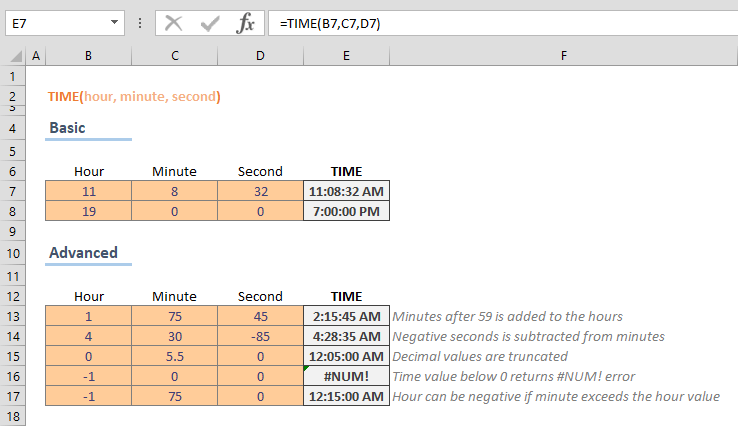 Excel TIME Function