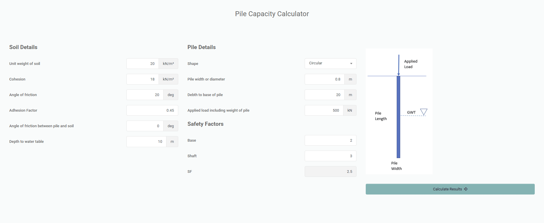 Pile Capacity Calculator