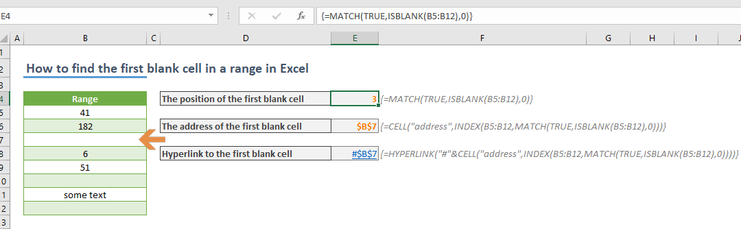 How to find the first blank cell in a range in Excel
