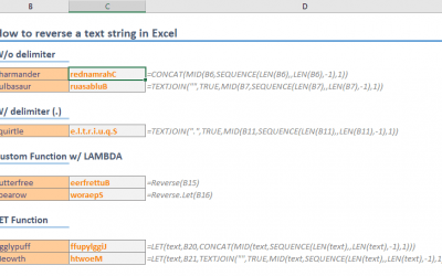 How to reverse a text string in Excel