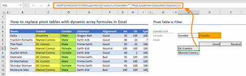 How to replace pivot tables with dynamic array formulas in Excel