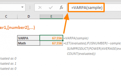 Excel Function: VARPA