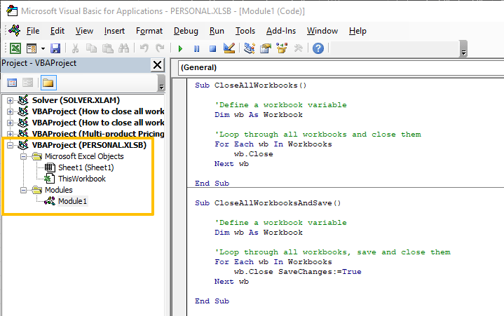 How to close all workbooks in Excel with VBA