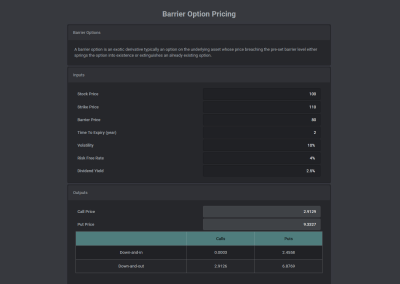 Barrier Options Pricing Model