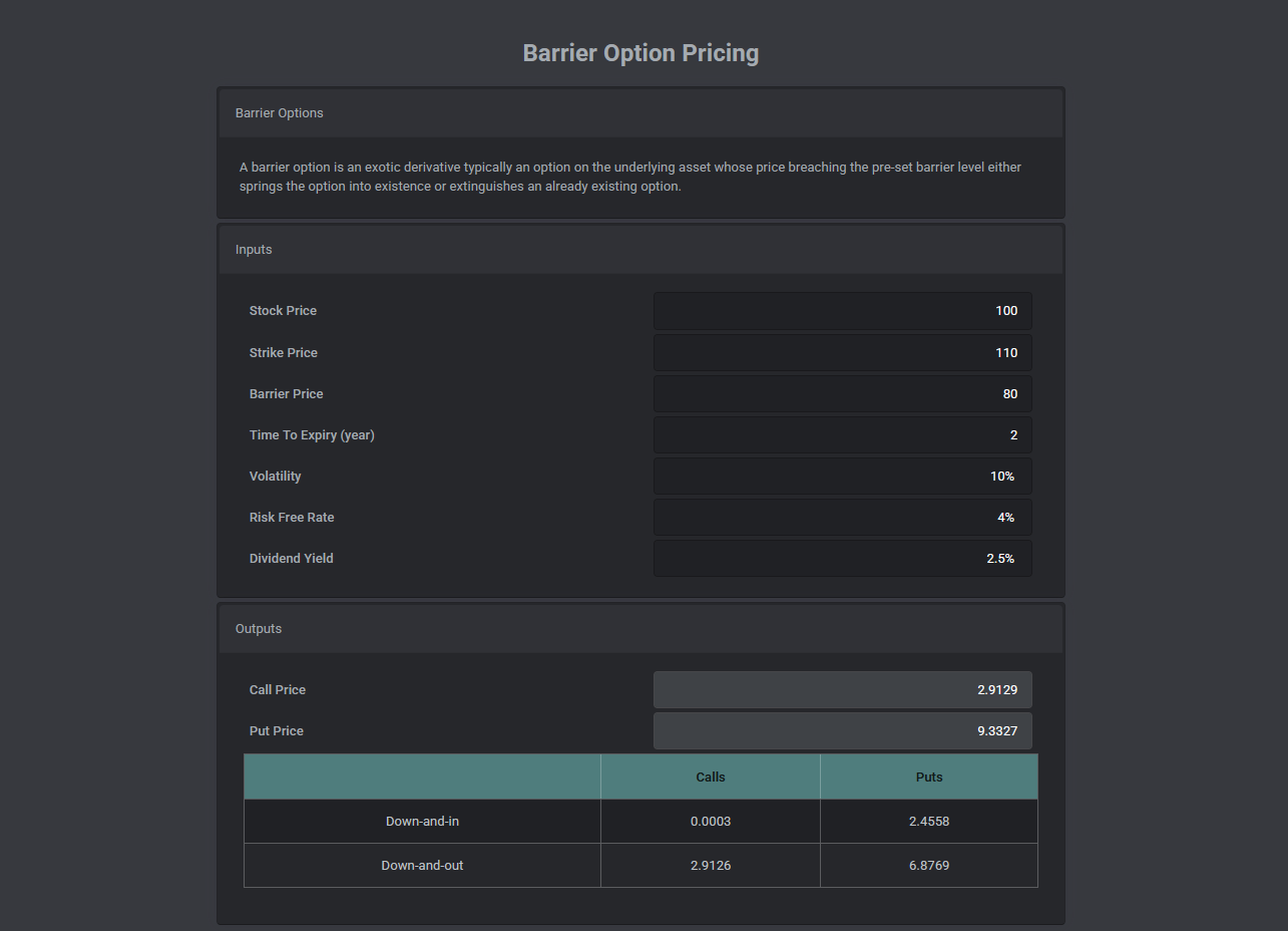 Barrier Option Pricing